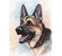 PPTRTYQ DIY Paint by Numbers for Adults Beginner Kids, German Shepherd dog 16x20 inch Linen Canvas Acrylic Stress Less Number Painting Gifts Bedroom living room home decoration