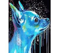 PPTRTYQ DIY Paint by Numbers for Kits Adults Beginner, Art blue watercolor chihuahua dog 16 x 20 inch oil Painting with Brushes and Acrylic Pigment Toy hand-painted gift Wall Art Decor