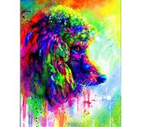 PPTRTYQ Paint by Numbers DIY Acrylic oil Painting Kit for Adults & Kids Beginner - with 3 Brushes & Bright Colors-16 x20 inch Framless - Colorful pet dog Giant poodle