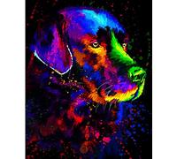PPTRTYQ Paint by Numbers DIY Canvas Oil Painting Kit for Adults Beginner with Paint Brushes and Acrylic Pigment-16 x 20 inch Without Frame - Colorful pet dog Labrador portrait