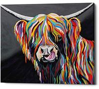 PPTRTYQ Paint By Numbers For Adults and Kids DIY Oil Painting Gift Kits Pre-Printed Canvas 16 * 20 inch Hand painted Digital Painting Art Home Decoration Abstract colorful highland cow -With frame