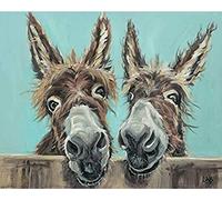 PPTRTYQ Paint by Numbers for Adults Children Happy farm- two donkey Diy Painting for Adults Beginner Level with Brushes and Acrylic Pigment 16x20 Inch home Decorations Gift