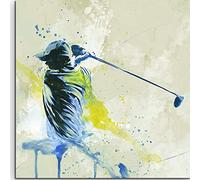 PPTRTYQ Paint by Numbers for Adults Children, Retro golf 16x16 Inch Linen Canvas Acrylic DIY Number Painting Kits Hand Painted Oil Painting Wall Art Decor Gifts