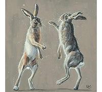 PPTRTYQ Paint by Numbers for Adults Children, Two gray hares 16x16 Inch Linen Canvas Acrylic DIY Number Painting Kits Wall Art Decor Gifts (Without Frame)