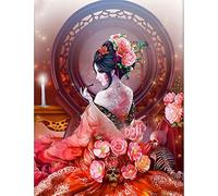 PPTRTYQ Paint by Numbers Kits with 3X Magnifier Card 40 x 50cm Diy Acrylic Painting for Kids Adults Beginner Students Japanese Geisha Woman -Frameless