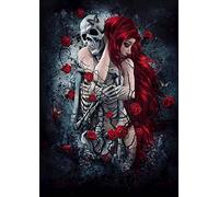 PPTRTYQ Painting By Numbers for Kits Adults Beginner, Art Skull Man and Woman Rose DIY oil Digital Painting Canvas Paint Art Pictures Home Decor Toy hand-painted gift 16x20inch