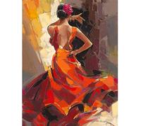 PPTRTYQ Painting By Numbers Kits For Adults Kids, Passionate Spanish dancer Number Painting Frameless Diy Creative hand-painted Oil Painting Colored Bedroom living room home decoration gifts