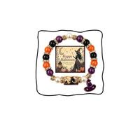 PPVWEY 2026 Halloween Witch Hat Charm Bracelet for Women Stretch Halloween Pendant Bracelet Purple Orange Pumpkin Beaded Bracelets Party Holiday Jewelry Gifts, L, Metal, no gemstone