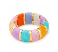PPVWEY Chunky Colorful Bracelet for Women Thick Multicolor Resin Bangle Boho Statement Geometric Bead Stretch Bracelet Summer Beach Daily Jewelry Accessories