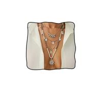 PPVWEY Western Boho Necklaces for Women Layered Boho Turquoise Beaded Necklace Stack Gold Silver Sun Round Disc Pendant Necklace Western Bohemian Jewelry Accessories for Cowgirl, L, Metal, No Gemstone