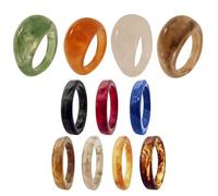 PPX 11 Pcs Resin Rings - Acrylic Chunky Aesthetic Trendy Colorful Cute Stackable jewelry, Bulk Statement Dome Thick Rings, Resin, No Gemstone