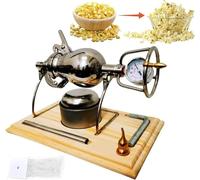 PPXCZZ 304 Stainless Steel Popcorn Machine, Chinese Vintage Popcorn Machine, Manual Crank Hand Grain Popcorn Machine, with Pressure Gauge Suitable for Family Gathering Party Fun(360ML) (500ML)