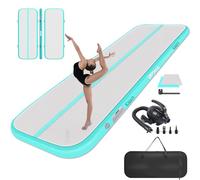PPXIA Gymnastics Mat Inflatable Tumbling Mat 3M/4M/5M/6M Tumble Track, Air Gym Track with Electric Air Pump for Home Use/Cheerleading (Green, 400 * 100 * 10 CM)