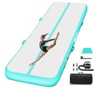 PPXIA Gymnastics Mat Inflatable Tumbling Mat 3M/4M/5M/6M Tumble Track, Air Gym Track with Electric Air Pump for Home Use/Cheerleading (Green, 3 x 1 x 0.2 M)