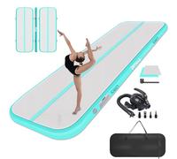PPXIA Gymnastics Mat Inflatable Tumbling Mat 3M/4M/5M/6M Tumble Track, Air Gym Track with Electric Air Pump for Home Use/Cheerleading (Green, 300 * 100 * 10 CM)