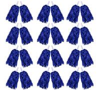 PPXMEEUDC 24PCS Cheerleading Pom Poms Metallic Foil Plastic Pom Poms with Baton Handle for Game Sports Squads Dancing Party Football Basketball Club Spirit Sports Stage Performance Celebration (Blue)