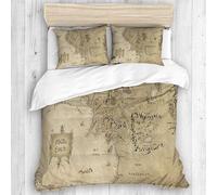 PPYQQ Soft Cosy Duvet Cover Quilt Bedding Set,Lord Of The Ring Map of Middle Earth,Easy Care Microfiber Duvet Cover (Single-135x200cm)
