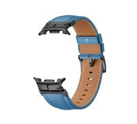 PPzsyxx Leather Band For Samsung Galaxy Watch 8 40MM 44MM Stainless Steel Connector Bracelet For 8Classic 46MM Replace Strap Accessories(Blue Black,For 8 Classic 46mm)