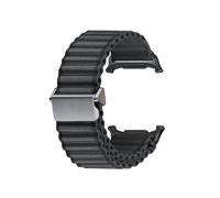 PPzsyxx Nylon Braid Wide Waves Loop Sport Band For Samsung Galaxy Watch 7 Ultra 47mm Quick Fit Bracelet(Dark gray (silver buckle))