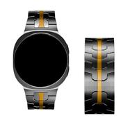 PPzsyxx Stainless Steel Band For Samsung Galaxy Watch 8 40mm 44mm One Piece Metal Strap Correa For Galaxy 8Classic Watchband Accessories(Black Orange,For Watch 8 44mm)