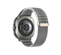 PPzsyxx Wave Woven Nylon Loop Strap For Samsung Galaxy Watch Ultra Band for GALAXY WATCH 7 ULTRA 47MM Quick Fit Bracelet(Grey,Silver connector)