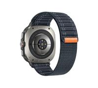 PPzsyxx Wave Woven Nylon Loop Strap For Samsung Galaxy Watch Ultra Band for GALAXY WATCH 7 ULTRA 47MM Quick Fit Bracelet(Dark blue,Black connector)
