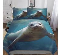 PPZYY Animal Seal Bedding Set Duvet Cover with Pillowcase Soft Microfiber Comforter Cover 2PCs For Boys, Girls And Teenagers Single(135x200cm)