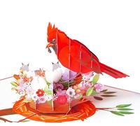 PQ Bees Cardinal Nest Mothers Day Cards, 3D Birthday Cards for Women, 6x8in Pop Up Birthday Card for Mom, Wife, Her, Daughter, Sister, Grandma (Size 8x6 In - Cardinal Nest).