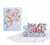 PQ Bees Happy 40th Milestone Anniversary Cards, Wedding Anniversary Card to Husband, Happy Anniversary Pop Up for Couple Husband Wife Him Her Parent Lovebird (6x8 40th Anni)