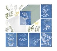 Pqahffowr 100 Piece Teal Paper Sun Printable Paper Kit with 10 Clear Plastic Sheets and Leaf Butterfly Template Paper Crafts DIY