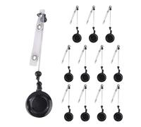 Pqahffowr 12 Pcs Badge Reel Beadable DIY Badge Reel Kit for Beads Blank Bar with Belt Clip, Black