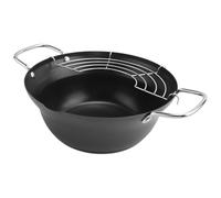 Pqahffowr 20cm Easy Pour Non Stick Coating Tempura Fryer Pot with Oil Drip Drainer Rack Japanese-style Mini Deep Fry Pan