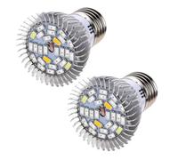 Pqahffowr 2pcs E27 Plant Growth Light 85-265V Full Spectrum Led Grow Light for Veg Flower 18W