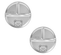 Pqahffowr 2PCS Stainless Steel Divided Western Food Plate Pasta Dish Salad Barbecue Plate Stackable Breakfast Plate Tableware,D