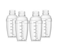 Pqahffowr 4 Pcs Plastic Cocktail Shaker Hand Drink Mixer Shaker with Scales and Strainer Top Clear Shaker Cup with Measurements