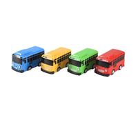 Pqahffowr 4Pcs Little Bus Mini Plastic Pull Back Blue Red Yellow Green Bus Car Model for Children's Gift