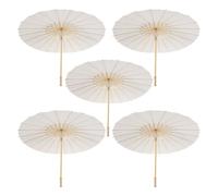 Pqahffowr 5PCS Paper Parasol 60Cm Beach Umbrella White DIY Umbrella Photography Props for Baby Shower Party Wedding