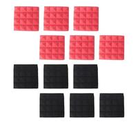 Pqahffowr Charcoal Acoustic Foam Tiles Soundproofing Foam Panels Studio Sound Padding 2 x 10 x 10 Inch(Black+Red)