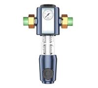 Pqahffowr Cleaning Pre Filter with Pressure Gauge 360° High-Pressure Backwash Filtration System Reusable Whole House Filter Universal for 4-Point and 6-Point Hot Melt