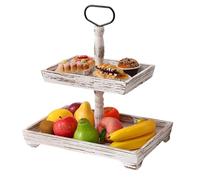 Pqahffowr Dessert Stand Double Layer Cake Tray Dessert Decoration Tray Display Stand,Old White