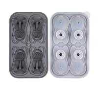 Pqahffowr French Bulldog Ice-Cube Mold, 4 Hole Fun Shapes Frenchie Bull Dog Ice-Cube Tray for Whiskey,Cocktail, Grey Easy to Use 10.9 X 18.1 X 5.2cm