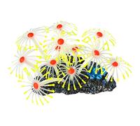 Pqahffowr Glowing Effect Sunflower Artificial Decoration Silicone Ornament for Fish Tank Aquarium with Suction Cup