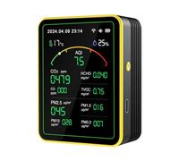 Pqahffowr Tuya WiFi 15 in 1 Air Quality Detector TFT Display Multifunctional Time Temperature and Humidity Test Meter Black