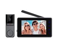 Pqahffowr Video Doorbell with 4.3 Inch IPS Screen 2-Way Audio 2.4GHz Visual Intercom Recording Doorbell Camera with Antenna
