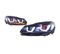 PQAIECXD Car Headlamp Assy Compatible With VW For Golf 6 For MK6 2010 2011 2012 2013 2014 Replacement DRL Dynamic Turn Signal Headlight Demon Eye Headlamp