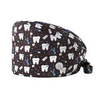 PQCHAOQ Cotton Surgical Hat Adjustable with Button Chef's Hat Work Cap Printed Nurse's Hat Unisex Dust Cap for Men Women (E-08)