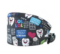 PQCHAOQ Cotton Surgical Hat Adjustable with Button Chef's Hat Work Cap Printed Nurse's Hat Unisex Dust Cap for Men Women