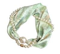 PQCHAOQ Ladies' Magnetic Neck Scarf, Neckerchief for Smart Workwear | No tying needed; selected styles include a separate faux pearl necklace for an easy, polished look at work or every day.