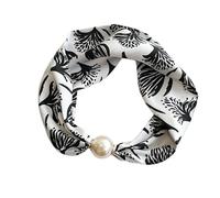 PQCHAOQ Ladies' Magnetic Neck Scarf, Neckerchief for Smart Workwear | No tying needed; selected styles include a separate faux pearl necklace for an easy, polished look at work or every day.