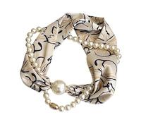 PQCHAOQ Ladies' Magnetic Neck Scarf, Neckerchief for Smart Workwear | No tying needed; selected styles include a separate faux pearl necklace for an easy, polished look at work or every day.